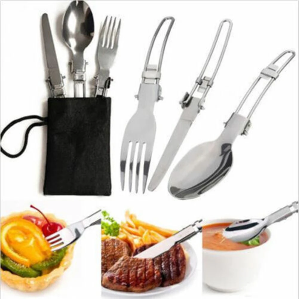 3pcs Stainless Steel Foldable Camping Spoon Fork Knives Flatware Utensil Set Bag Cutlery Tableware Flatware Long Cookware
3pcs Stainless Steel Foldable Camping Spoon Fork Knives Flatware Utensil Set Bag Cutlery Tableware Flatware Long Cookware