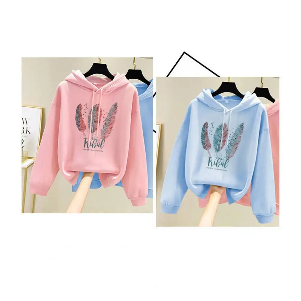 Thick Hoodie Feather Print Hoodie Warm Loose-fit Unisex Hooded Sweatshirt for Fall Winter Soft Thick Fabric with Drawstring
Thick Hoodie Feather Print Hoodie Warm Loose-fit Unisex Hooded Sweatshirt for Fall Winter Soft Thick Fabric with Drawstring