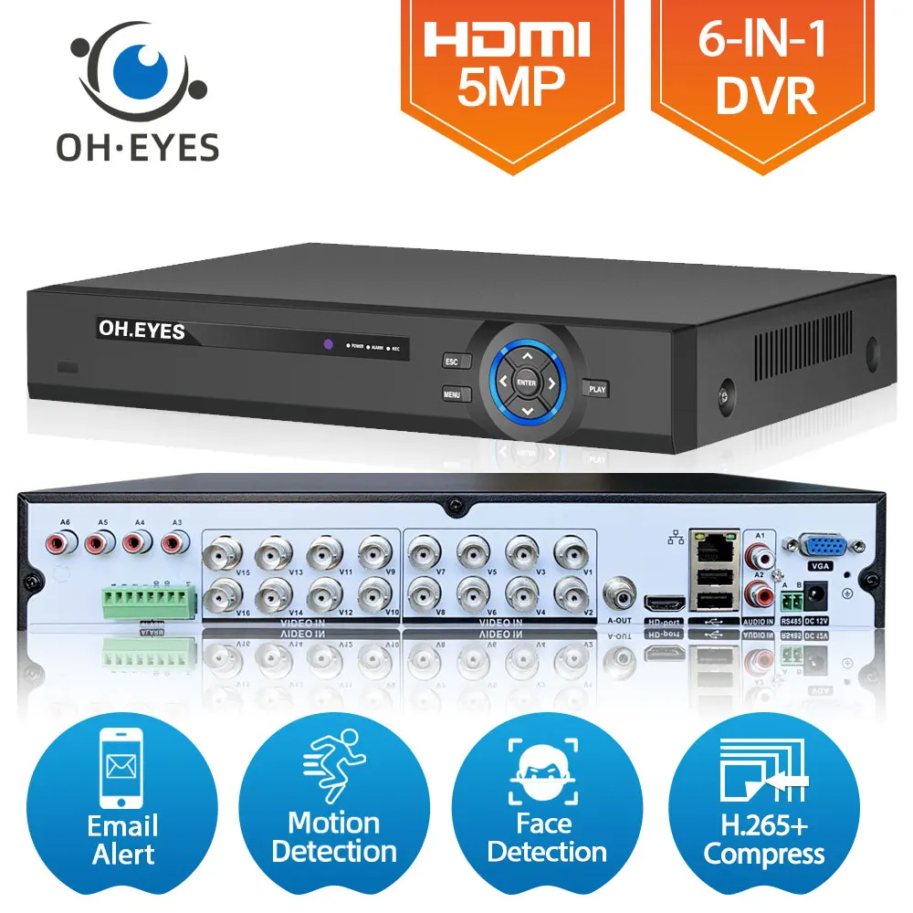 16CH 5MP CCTV цифровой видеорегистратор XMEYE распознавание лица 16 каналов AHD DVR охранная система P2P 6 в 1 гибридный видеорегистратор
16CH 5MP CCTV цифровой видеорегистратор XMEYE распознавание лица 16 каналов AHD DVR охранная система P2P 6 в 1 гибридный видеорегистратор
