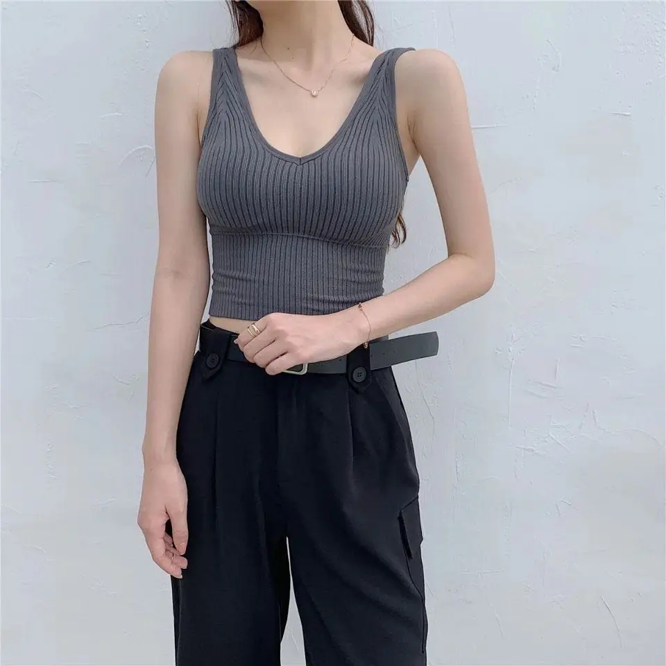 Heliar Bra Tops Summer V Neck Rib Crop Tank Top With Detachable Bra Pads Sleevelss Solid Color Backless Sporty Bra Top
Heliar Bra Tops Summer V Neck Rib Crop Tank Top With Detachable Bra Pads Sleevelss Solid Color Backless Sporty Bra Top