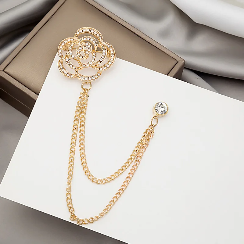 Fashion Diamond Hollow Rose Flower Chain Tassel Brooch Collar Pin Badge Clothing Accessories Gifts Brooch
Fashion Diamond Hollow Rose Flower Chain Tassel Brooch Collar Pin Badge Clothing Accessories Gifts Brooch
