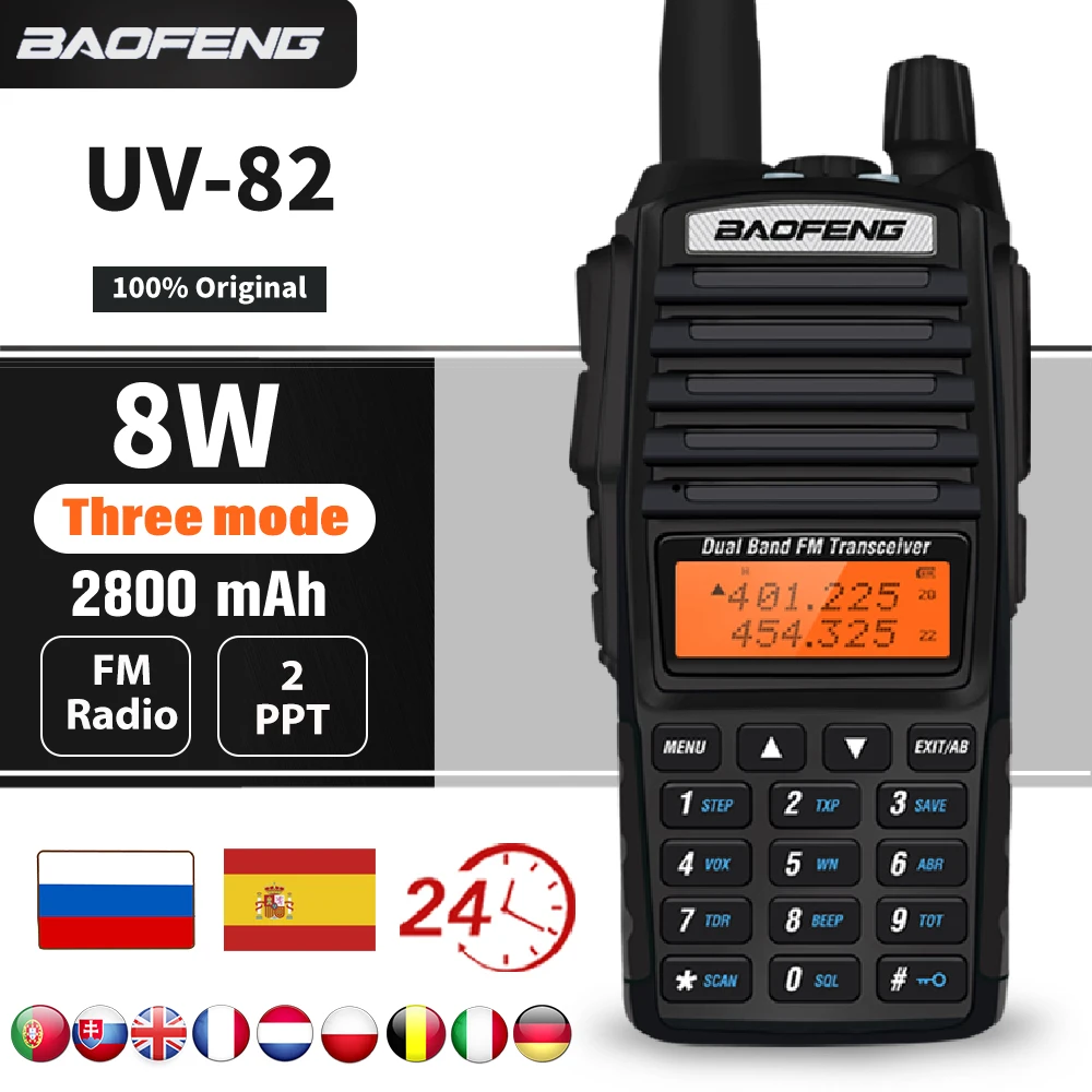 Baofeng UV-82 VHF/UHF Двухдиапазонная рация Портативный трансивер Pofung переговорное устройство с FM-радио приемник 128 каналов CB радио
Baofeng UV-82 VHF/UHF Двухдиапазонная рация Портативный трансивер Pofung переговорное устройство с FM-радио приемник 128 каналов CB радио