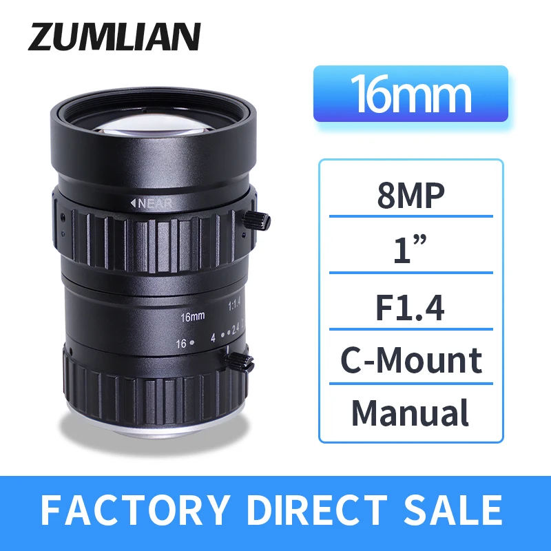 New Intelligent Transportation lens 16mm C-mount Manual FA/CCTVLens 8MP 1" F1.4 ITS Lens For Electronic Police or Traffic Camera
New Intelligent Transportation lens 16mm C-mount Manual FA/CCTVLens 8MP 1" F1.4 ITS Lens For Electronic Police or Traffic Camera