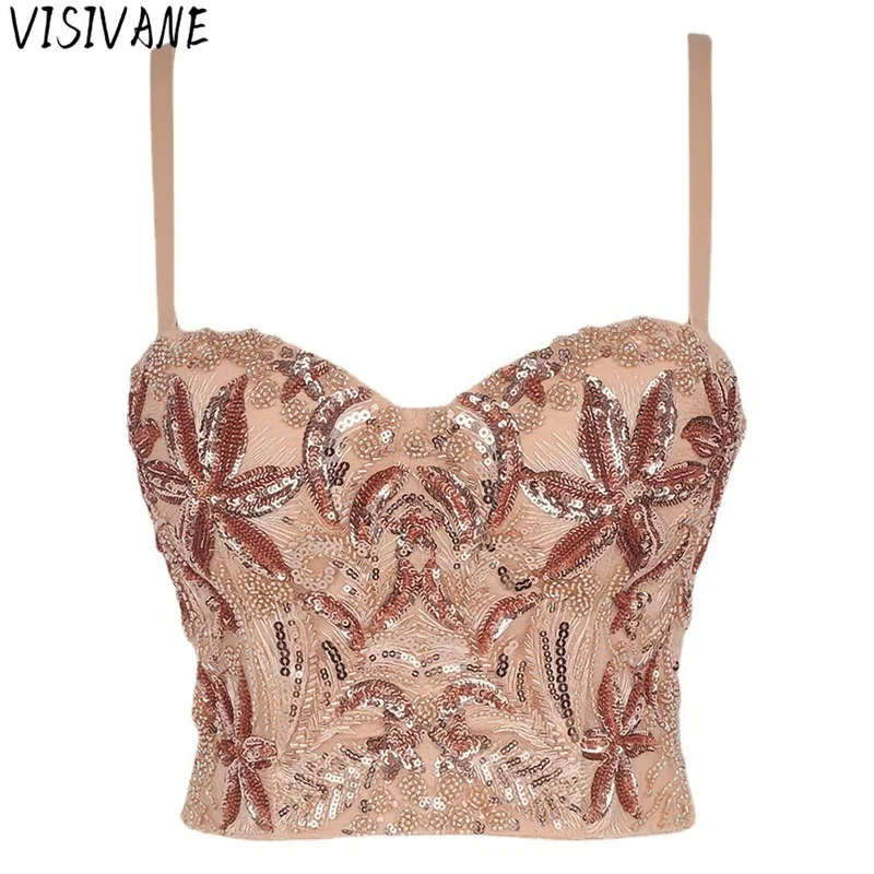 

Visivane Corset Beading Short Sexy Club Fashion Stage Party Performance Costume Show Women Clothing New Y2k Tops Fashion New