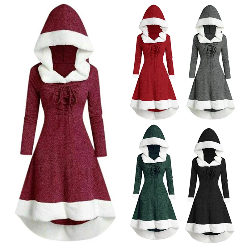 Women's Christmas Hood Lace Up Midi Dress Pullover with Irregular Hem and Long Pullover with Irregular Hem and Long Sleeves FS99
Women's Christmas Hood Lace Up Midi Dress Pullover with Irregular Hem and Long Pullover with Irregular Hem and Long Sleeves FS99