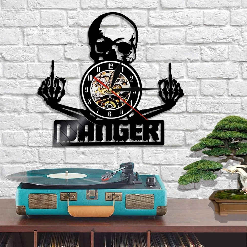 Skull Vinyl Record Wall Clock Halloween Decor Danger Middle Fingers Skull Clock Vintage Punk Skeleton Wall Art Vinyl Clock Gift
Skull Vinyl Record Wall Clock Halloween Decor Danger Middle Fingers Skull Clock Vintage Punk Skeleton Wall Art Vinyl Clock Gift