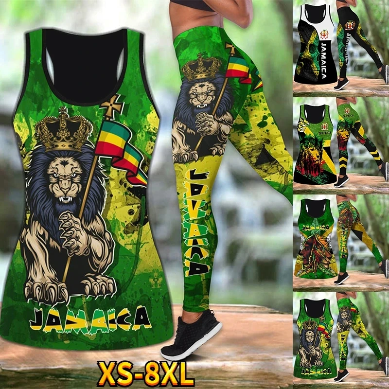 Women's Fashion Summer 3D Jamaica Combo suit Printed Sleeveless Vest and Leggings Women's Lion Print Vest suit XS-8XL
Women's Fashion Summer 3D Jamaica Combo suit Printed Sleeveless Vest and Leggings Women's Lion Print Vest suit XS-8XL