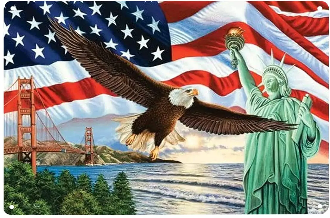 Стандартный американский флаг День Независимости Ретро стиль винтажный металлический знак 
Стандартный американский флаг День Независимости Ретро стиль винтажный металлический знак