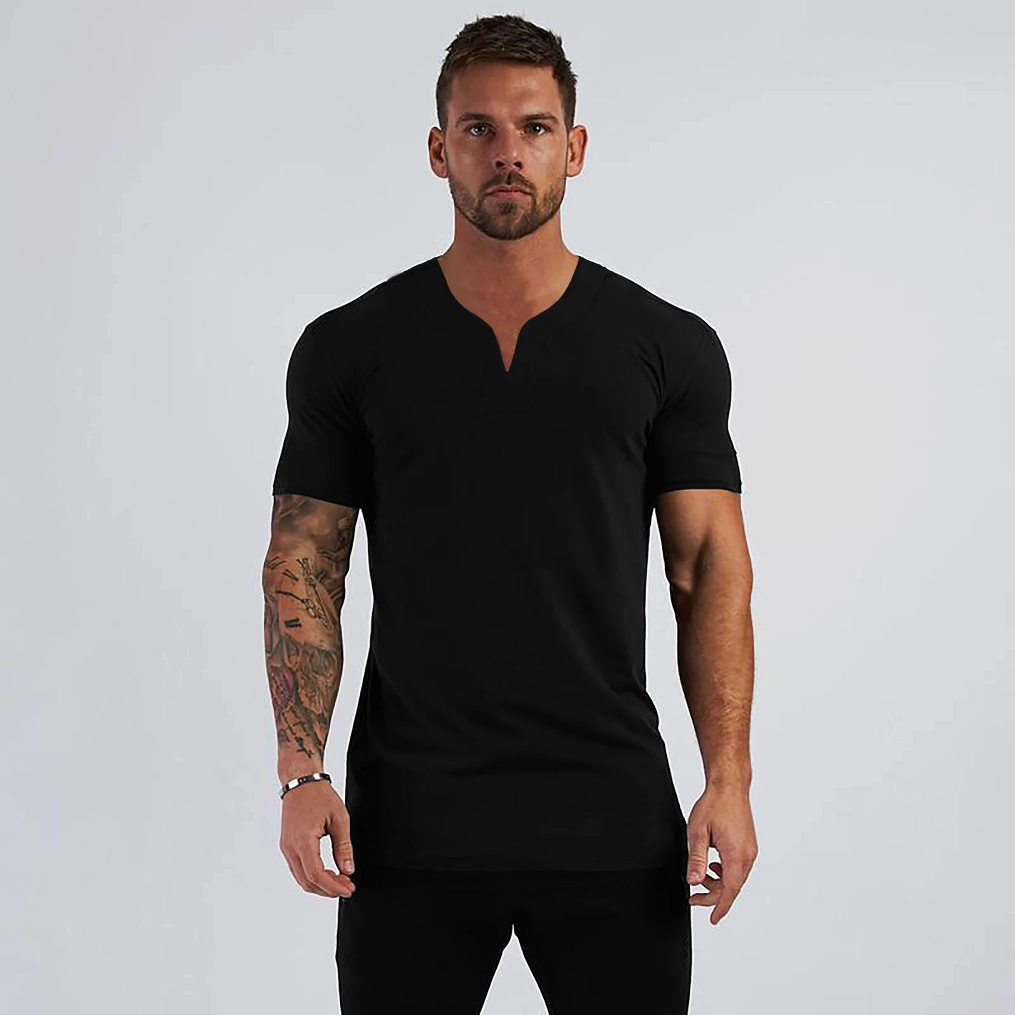 2022 Summer New Arrivals V neck Short Sleeve Men T shirt Slim Fit Fashion t-shirt Men Skinny Casual Gym Clothing Fitness tshirt
2022 Summer New Arrivals V neck Short Sleeve Men T shirt Slim Fit Fashion t-shirt Men Skinny Casual Gym Clothing Fitness tshirt