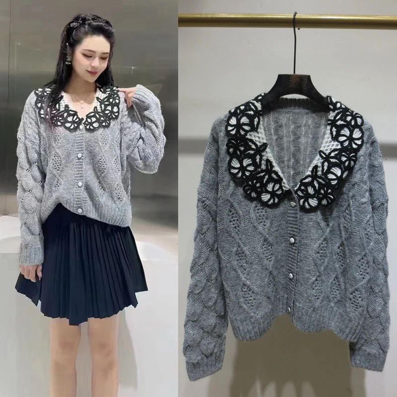 2022 Autumn New Golf Sweater Doll Collar Temperament Knitted Cardigan Coat Women's Loose Outer Sweater
2022 Autumn New Golf Sweater Doll Collar Temperament Knitted Cardigan Coat Women's Loose Outer Sweater