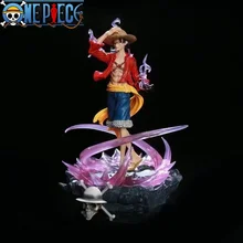 Bandai One Piece 41cm Gk Hot Blooded Luffys Third Battlefield Munch D Luffy Scene Statue Decoration Anime Bottom Glow Handmade
