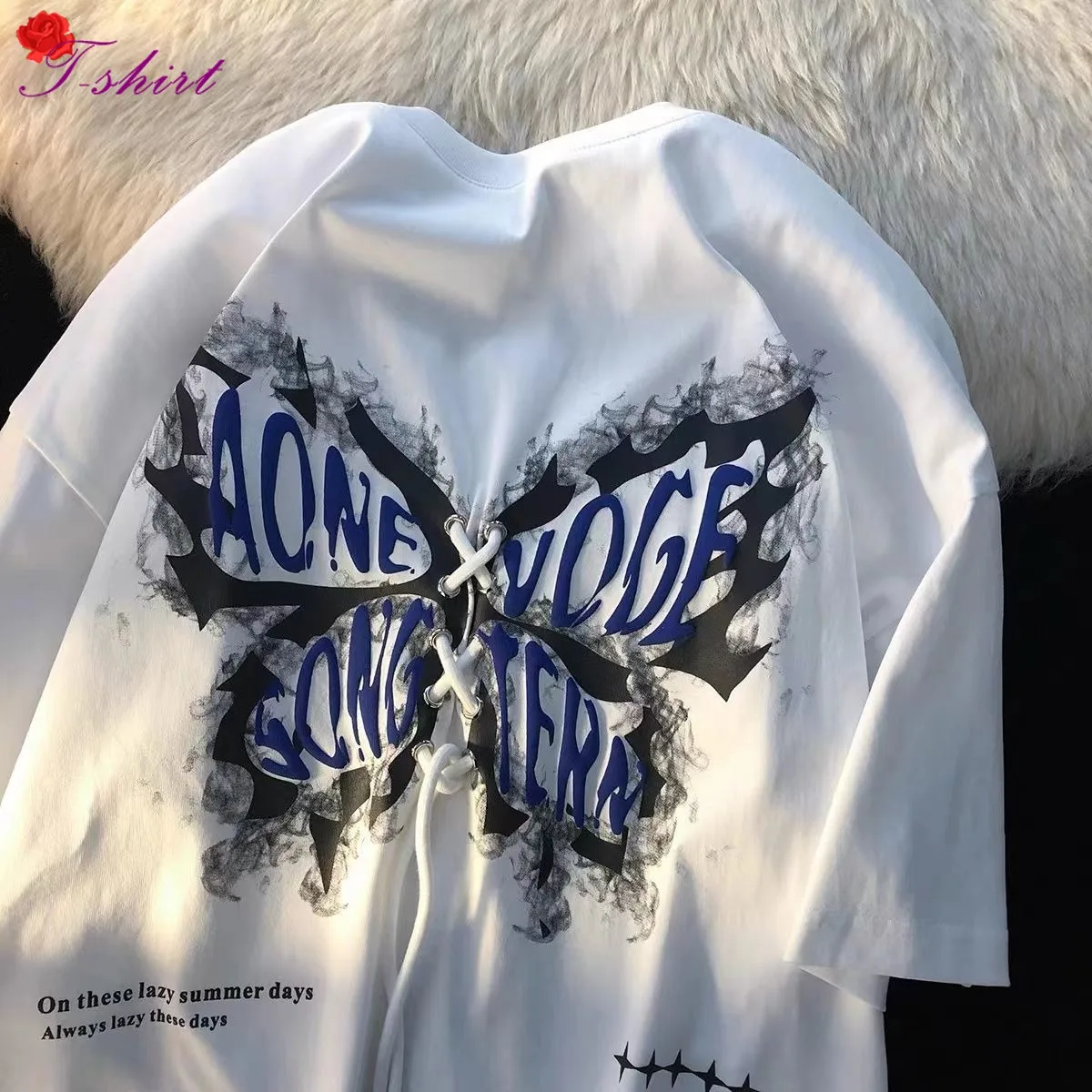 Summer Bow Design Print Short-sleeved T-shirt Women's Harajuku Y2k Clothes Round Neck Tops Oversized T-shirts Streetwear Gothic
Summer Bow Design Print Short-sleeved T-shirt Women's Harajuku Y2k Clothes Round Neck Tops Oversized T-shirts Streetwear Gothic