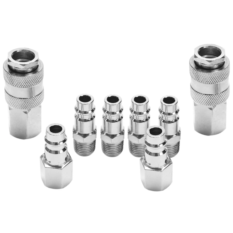 8Pcs European Style 1/4Inch NPT Quick Coupling Male And Female Set Quick Connector Kit Quick Coupler Air Hose Pneumatic Fitting
8Pcs European Style 1/4Inch NPT Quick Coupling Male And Female Set Quick Connector Kit Quick Coupler Air Hose Pneumatic Fitting