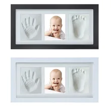 Wooden Photo Frame Newborn Hand Print Commemorative Gift Hand and Foot Print Clay Photo Frame