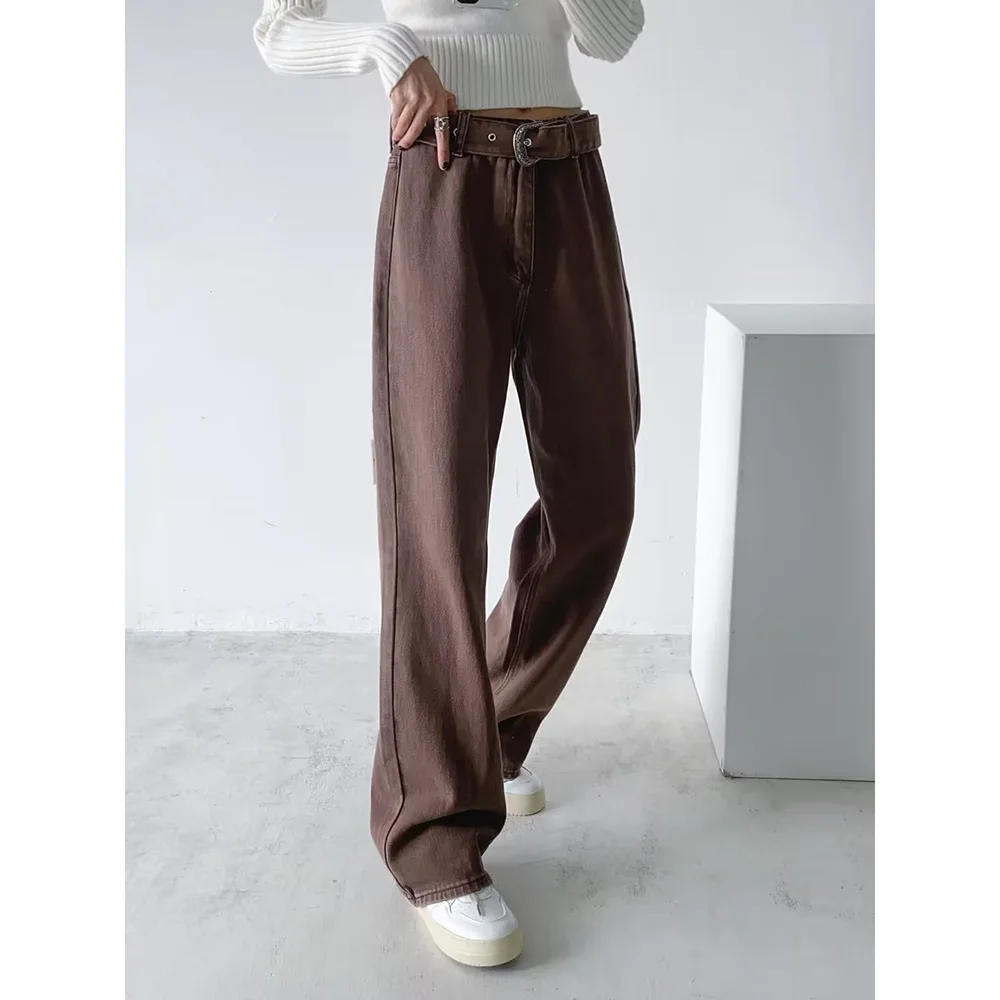 PB&ZA Women's Jeans Fall 2022 Fashion Streetwear Vintage Clothes Straight Wide Leg Casual Pants Belt Mid Waist Denim Trousers
PB&ZA Women's Jeans Fall 2022 Fashion Streetwear Vintage Clothes Straight Wide Leg Casual Pants Belt Mid Waist Denim Trousers
