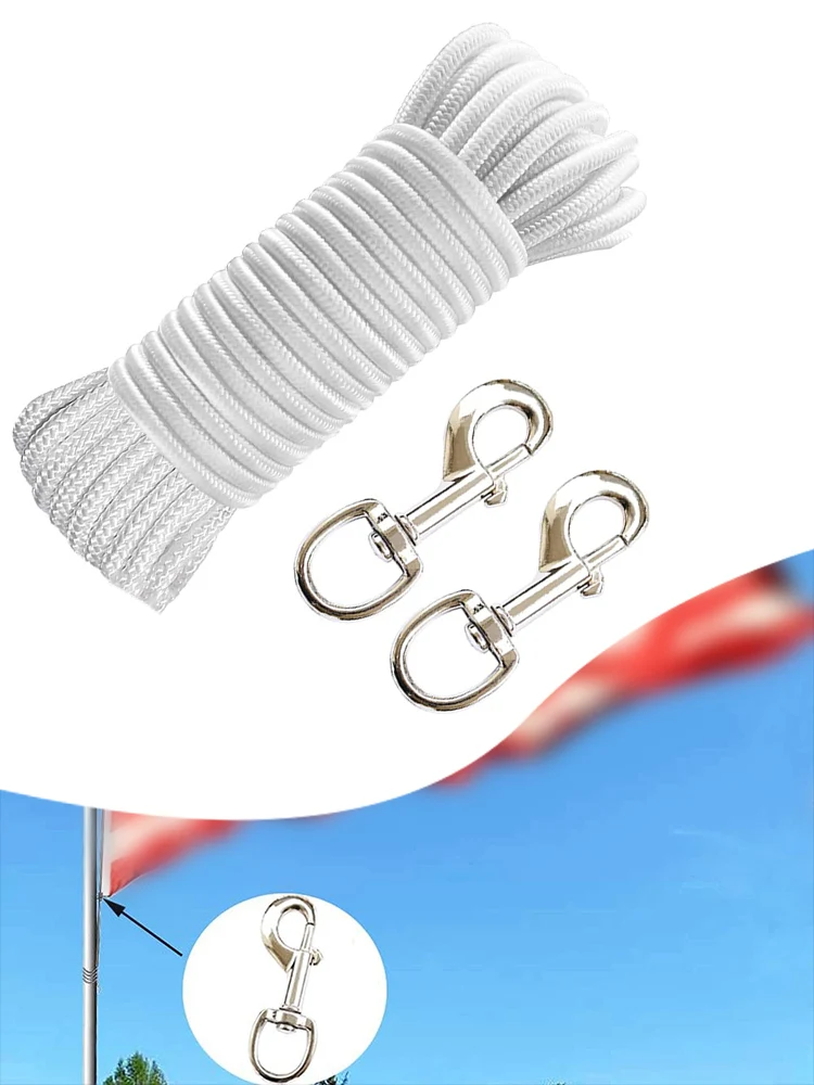 1pc 38 Feet Flag Pole Halyard Nylon Rope Clips Kit Snap Hooks Tie Pull Swing 11.5m White Garden School Flagpole Accessories
1pc 38 Feet Flag Pole Halyard Nylon Rope Clips Kit Snap Hooks Tie Pull Swing 11.5m White Garden School Flagpole Accessories
