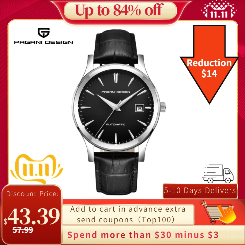 PAGANI DESIGN Business Men Mechanical Watches Top Brand 100mWaterproof Clock Genuine Leather Automatic Chronograph Reloj Hombre
PAGANI DESIGN Business Men Mechanical Watches Top Brand 100mWaterproof Clock Genuine Leather Automatic Chronograph Reloj Hombre