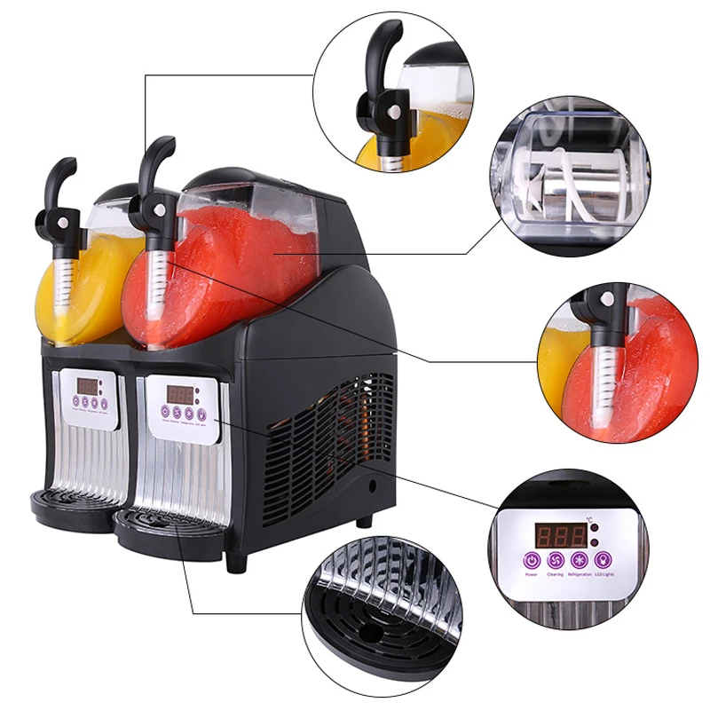 Slush machine Ice cream maker Double tank Snow melting cold drink machine Commercial Smoothies granita machine Ice Slusher 300W
Slush machine Ice cream maker Double tank Snow melting cold drink machine Commercial Smoothies granita machine Ice Slusher 300W
