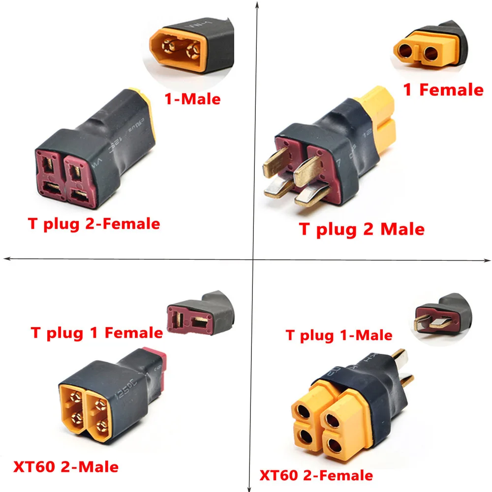 XT60 XT90 / T plug 2 Male to 1 Female / 1-Male to 2-Female Connector Parallel Adapter for Car Plane Heli Lipo Battery ESC
XT60 XT90 / T plug 2 Male to 1 Female / 1-Male to 2-Female Connector Parallel Adapter for Car Plane Heli Lipo Battery ESC