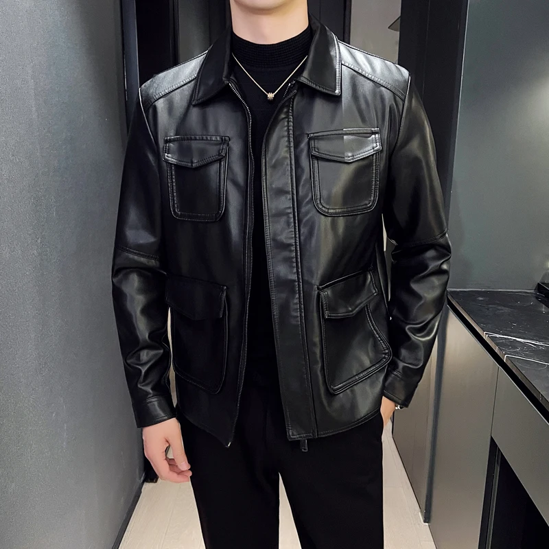2022 Autumn Mens Bomber Jackets Fashion Men Faux Leather Coat Zipper Overcoat Motor Jacket Motorcycle Bikers Men Clothing
2022 Autumn Mens Bomber Jackets Fashion Men Faux Leather Coat Zipper Overcoat Motor Jacket Motorcycle Bikers Men Clothing