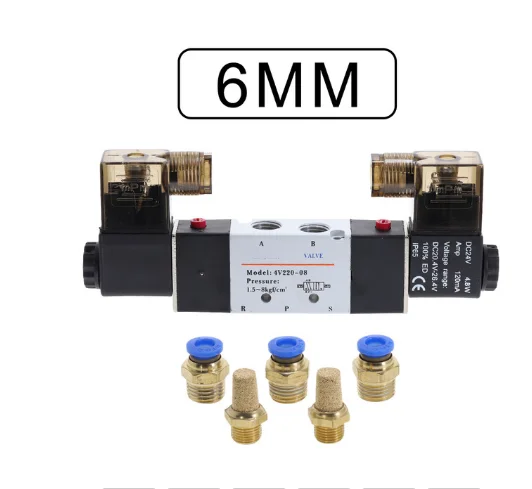 Пневматический электромагнитный клапан 4V220-08 5-ходовой 2-позиционный серебристый/черный
Пневматический электромагнитный клапан 4V220-08 5-ходовой 2-позиционный серебристый/черный