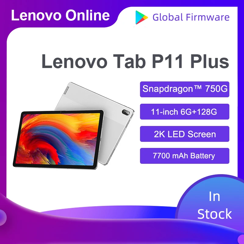 

Global Firmware Lenovo Tab P11 Plus 6GB 128GB 11 Inch 2K Screen Snapdragon 750G Tablet Android 11 WiFi TB-J607F