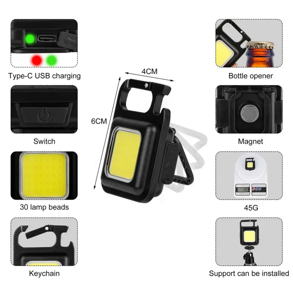 2 PACK COB Light Keychains Outdoor Camping Rechargeable Emergency Light Mini Flashlight Key Rings Multifunctional Corkscrew Lamp
2 PACK COB Light Keychains Outdoor Camping Rechargeable Emergency Light Mini Flashlight Key Rings Multifunctional Corkscrew Lamp