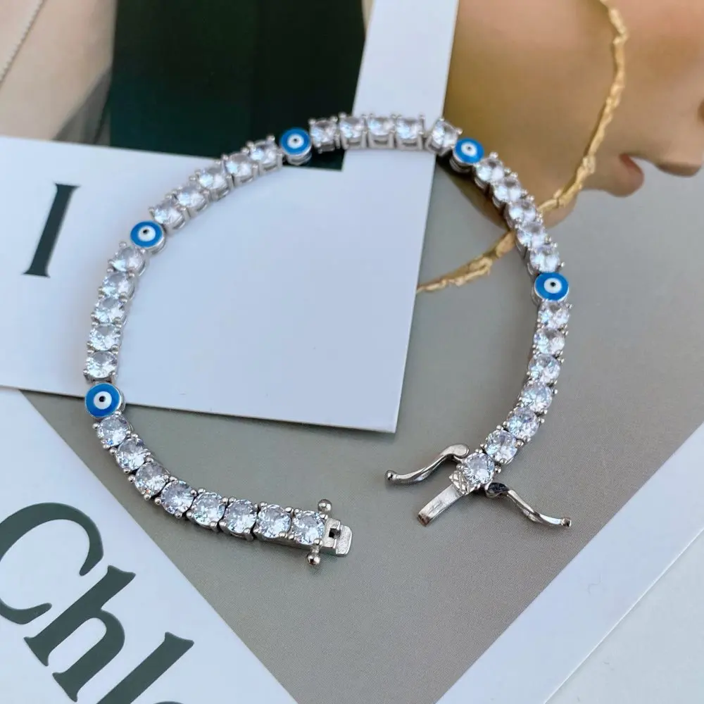 Nazar Boncuğu S925 Sterling Silver Bracelet for Women Blue Eyes Beads Zircon Gemstones Charm Bangle Drop Shipping
Nazar Boncuğu S925 Sterling Silver Bracelet for Women Blue Eyes Beads Zircon Gemstones Charm Bangle Drop Shipping