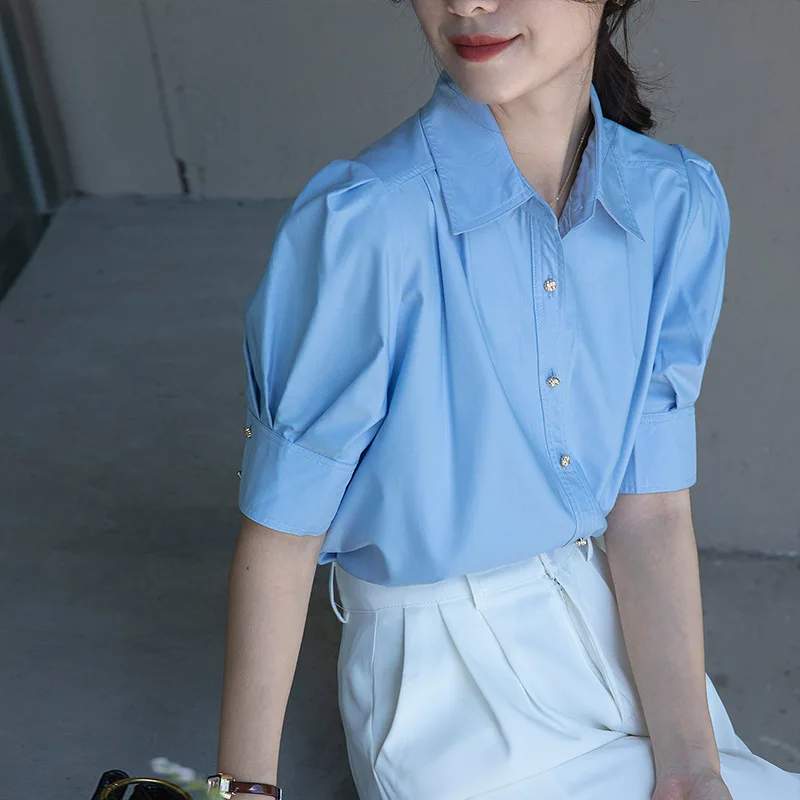 New summer fashion woman blouse 2023 Bubble sleeved short sleeved French commuting style shirts and blouses for women
New summer fashion woman blouse 2023 Bubble sleeved short sleeved French commuting style shirts and blouses for women