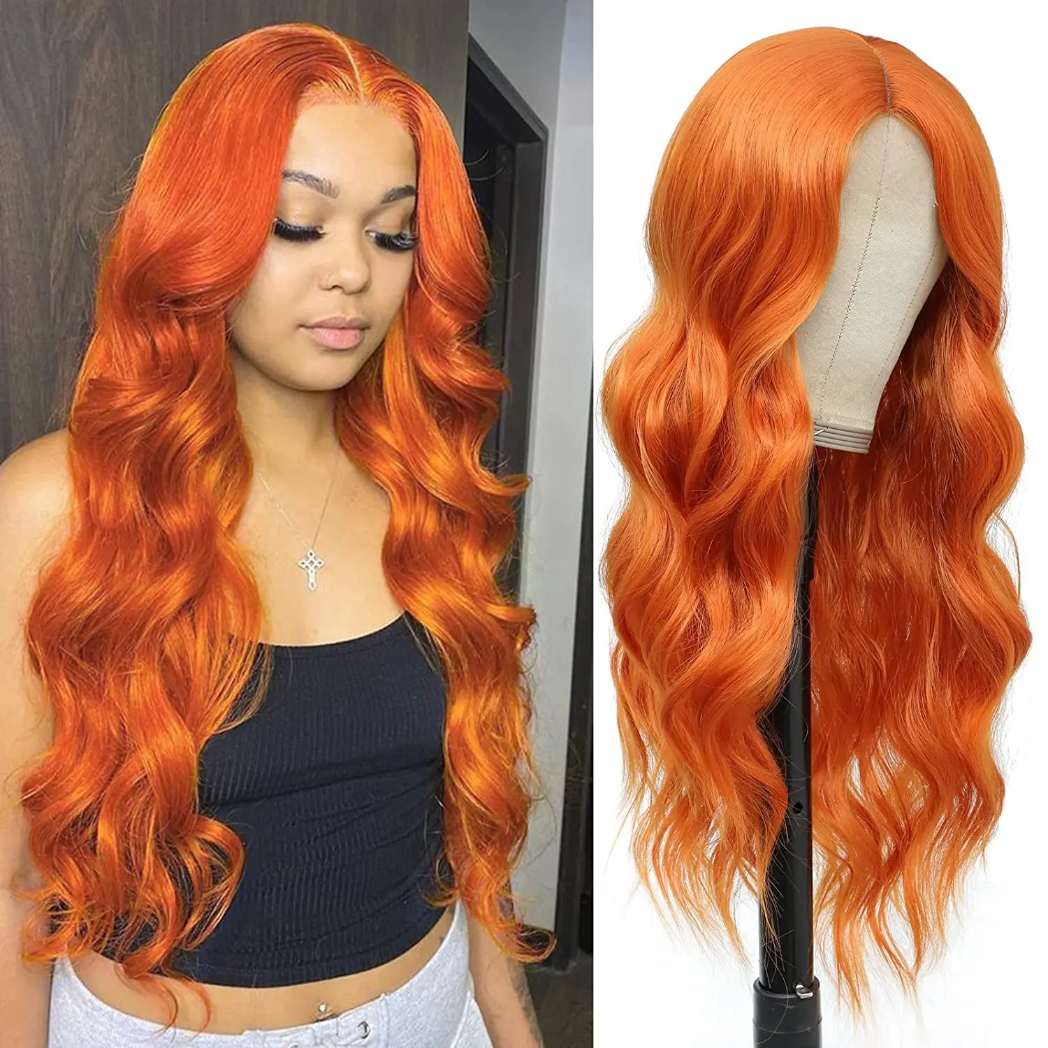 Orange Long Synthetic Hair Wig 26 Inch Loose Wavy Wig With Middle Part Lace Synthetic Curly Wig Wigs for Women
Orange Long Synthetic Hair Wig 26 Inch Loose Wavy Wig With Middle Part Lace Synthetic Curly Wig Wigs for Women