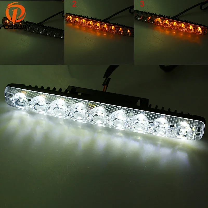 POSSBAY Car LED Turn Signal DRL 12/18W Daytime Running Turn Lights Fog Lamp White With Yellow Daylight Bar Source 12V
POSSBAY Car LED Turn Signal DRL 12/18W Daytime Running Turn Lights Fog Lamp White With Yellow Daylight Bar Source 12V