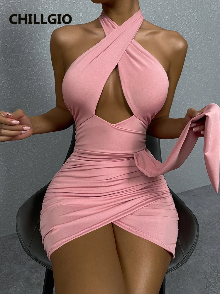 CHILLGIO Women Summer Backless Sexy Dress Elastic Club Mini Bodycon Dresses Fashion Solid Party Cross Halter Ruched Sundress
CHILLGIO Women Summer Backless Sexy Dress Elastic Club Mini Bodycon Dresses Fashion Solid Party Cross Halter Ruched Sundress