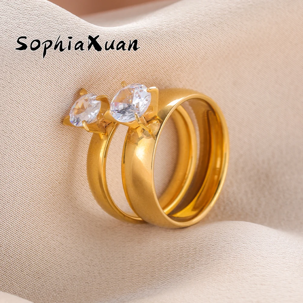 SophiaXuan New Glossy Smooth Ring Gold Color Trendy Stainless Steel Rings Valentine's Day Couples Gift Wedding Rings for Women
SophiaXuan New Glossy Smooth Ring Gold Color Trendy Stainless Steel Rings Valentine's Day Couples Gift Wedding Rings for Women