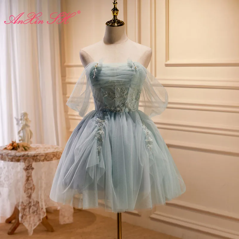 AnXin SH princess flower baby blue lace party strapless beading pearls ruffles bride short evening dress little white dress
AnXin SH princess flower baby blue lace party strapless beading pearls ruffles bride short evening dress little white dress