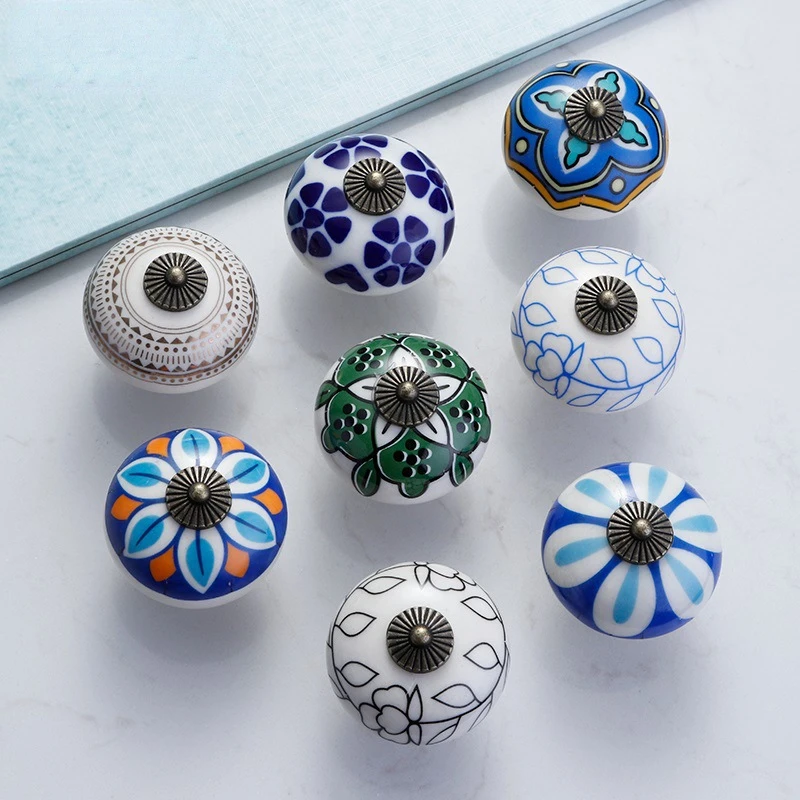 Painted Round Ceramic Cabinet Handles Single Hole Hand-painted Dresser Drawer Handle Cabinet Drawer Knobs Traditional Style
Painted Round Ceramic Cabinet Handles Single Hole Hand-painted Dresser Drawer Handle Cabinet Drawer Knobs Traditional Style
