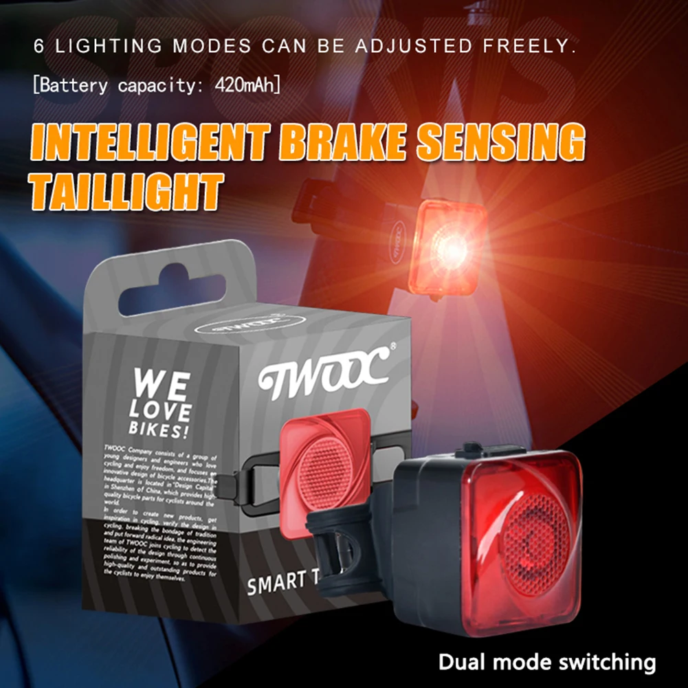 Bicycle Smart Auto Brake Sensing Taillight IPX5 Waterproof Rear Lamp USB Charging Bike Tail Light 6 Modes Cycling Accessories
Bicycle Smart Auto Brake Sensing Taillight IPX5 Waterproof Rear Lamp USB Charging Bike Tail Light 6 Modes Cycling Accessories