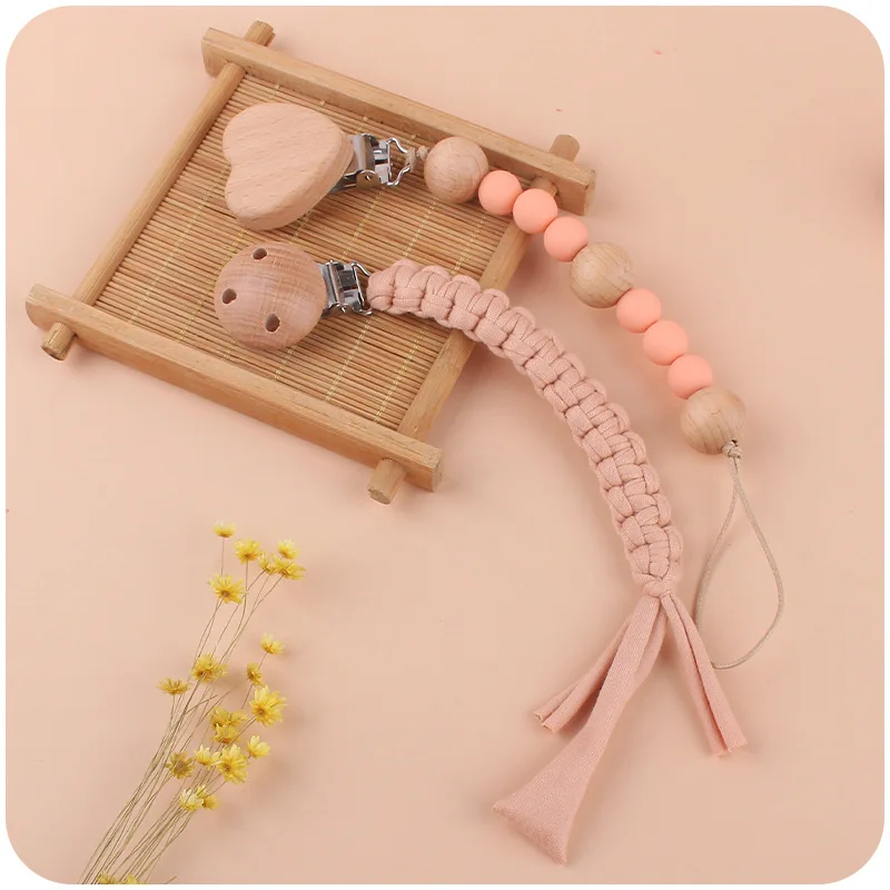 2Pcs New Baby Pacifier Chian Handmade Silicone Beads Wooden Becch Pacifier Clips Safe Teething Chains Dummy Holder Set
2Pcs New Baby Pacifier Chian Handmade Silicone Beads Wooden Becch Pacifier Clips Safe Teething Chains Dummy Holder Set