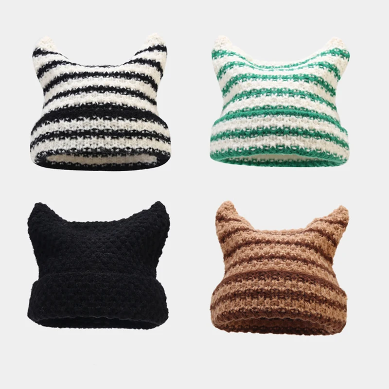 New Japanese Streetwear Harajuku Beanie Little Devil Striped Knitted Hat Women Girls Autumn Winter Cute Cat Ears Cap
New Japanese Streetwear Harajuku Beanie Little Devil Striped Knitted Hat Women Girls Autumn Winter Cute Cat Ears Cap