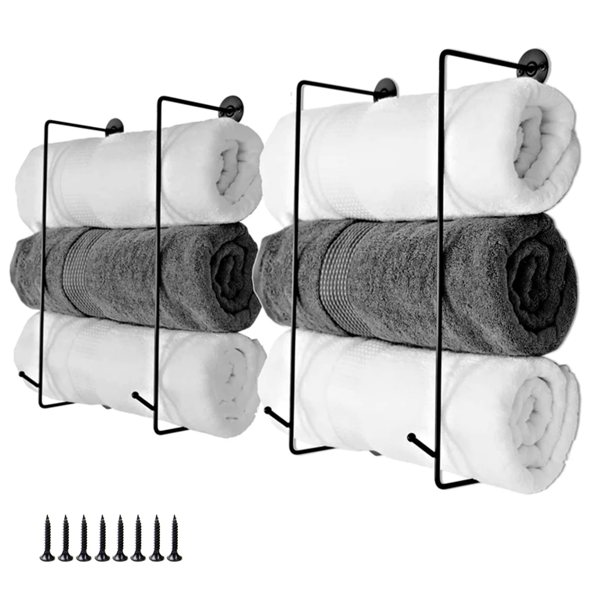 2Pcs Towel Rack Kit Sturdy Alloy Towel Holder with Hooks Wall Mounted Towel Shelf for Bathroom Large Capaccity Towel Storage
2Pcs Towel Rack Kit Sturdy Alloy Towel Holder with Hooks Wall Mounted Towel Shelf for Bathroom Large Capaccity Towel Storage