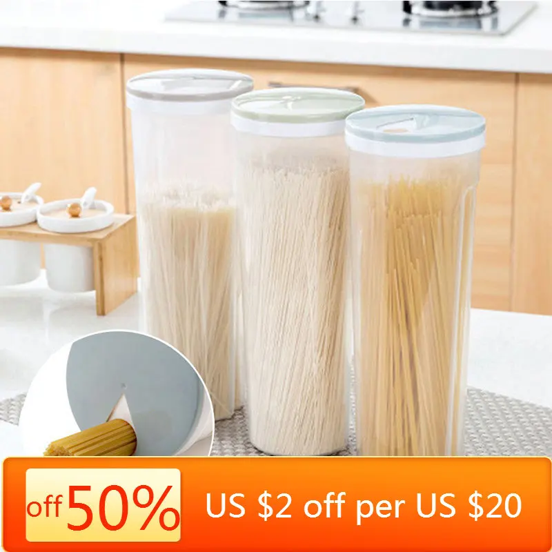 

Multifunction Pasta Noodle Grain Cereal Bean Rice Food Storage Container Kitchen Sealed Box Food Canister for Kitchen Seasoning