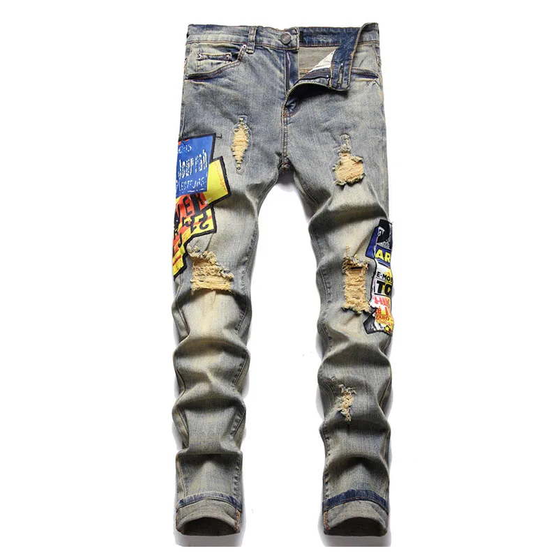 Hip Hop Ripped Printed Jeans Pants Slim Fit Stretch Denim Trousers For Male Washed Streetwear
Hip Hop Ripped Printed Jeans Pants Slim Fit Stretch Denim Trousers For Male Washed Streetwear
