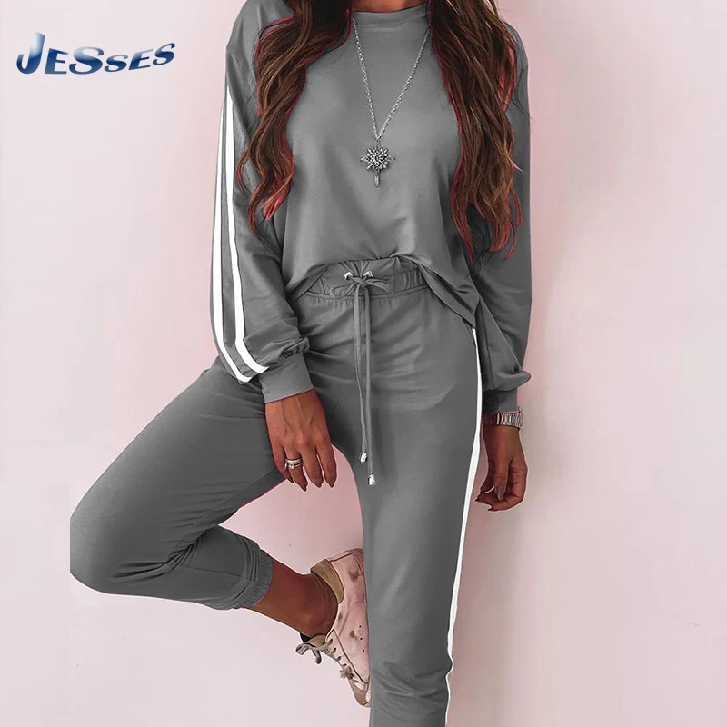Fall Jogger Two Piece Suit Female Tracksuit Clothes Stripe Print Pullover Top+Pants Sportwear Sets Casual Woman Lounge Outfits
Fall Jogger Two Piece Suit Female Tracksuit Clothes Stripe Print Pullover Top+Pants Sportwear Sets Casual Woman Lounge Outfits