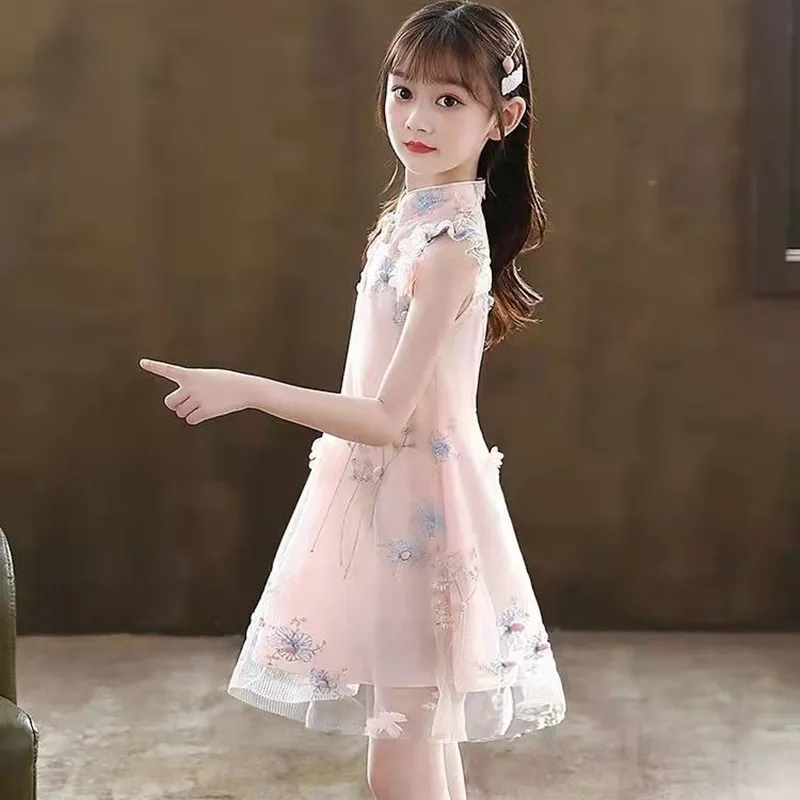 

Baby Girl Cheongsam Hanfu Summer Dress Teenager Girls Dress Children's Little Girls Dress Chinese Style Retro Long Dress