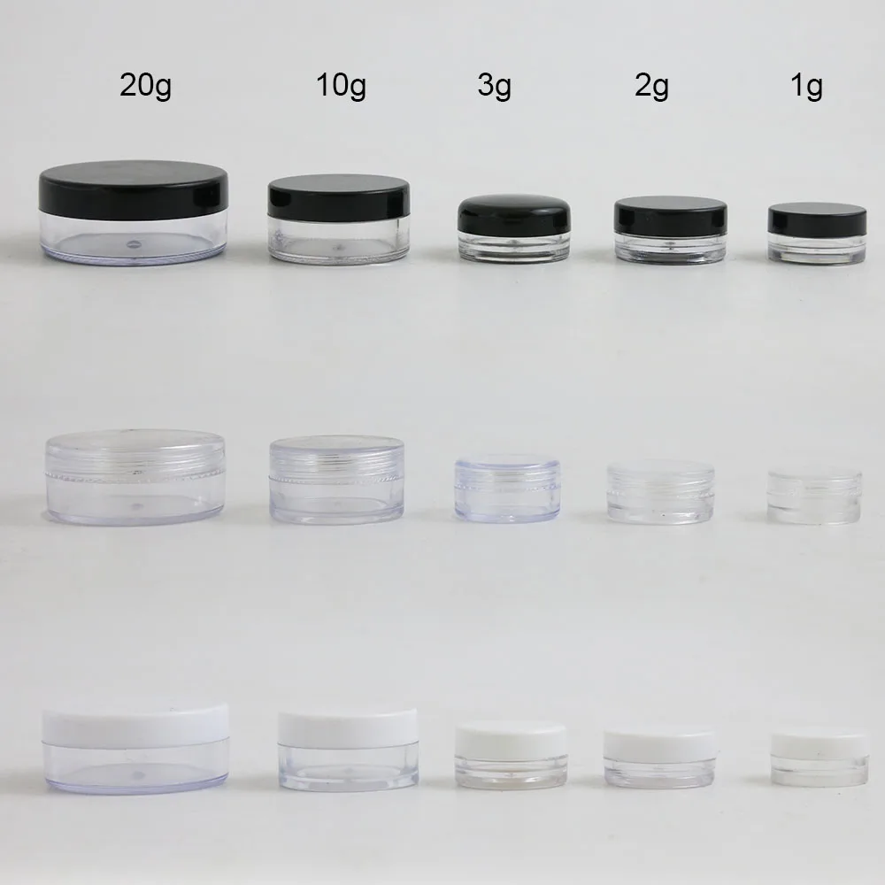 50 x 1g 2g 3g 10g 20g High Quality Empty Transparent PS Cream Jar With Three Plastic Cap Cosmetic Make Up Containers
50 x 1g 2g 3g 10g 20g High Quality Empty Transparent PS Cream Jar With Three Plastic Cap Cosmetic Make Up Containers