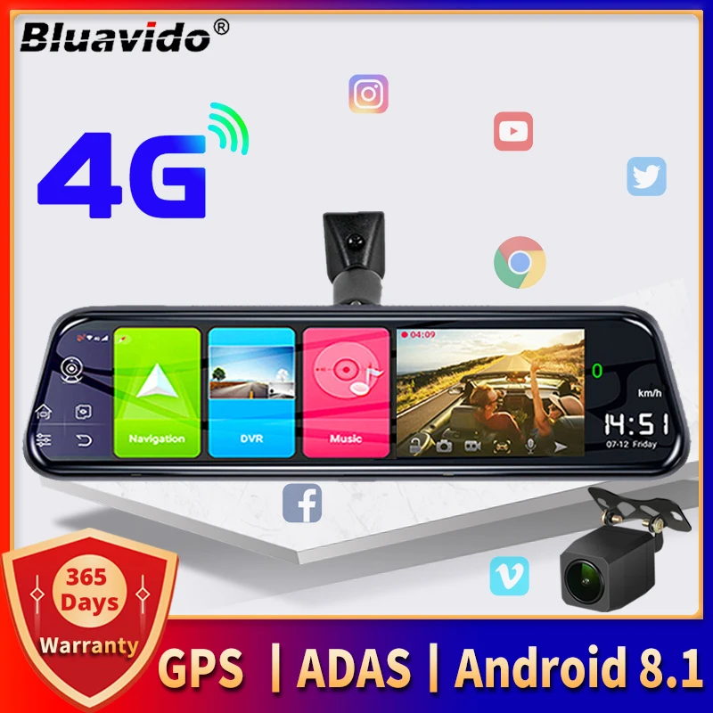 Bluavido 10" 4G Android 8.1 Dashcam GPS Navigation ADAS Car Rearview mirror Camera Full HD 1080P Car Video Recorder DVR WiFi BT
Bluavido 10" 4G Android 8.1 Dashcam GPS Navigation ADAS Car Rearview mirror Camera Full HD 1080P Car Video Recorder DVR WiFi BT
