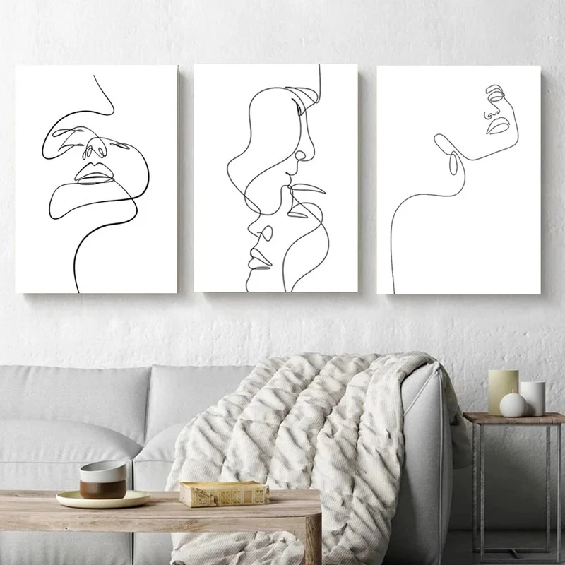 

Абстрактная Женская линия, настенная Картина на холсте, нордическая Современная Настенная картина, фигурка, плакаты и принты, минималистичный Декор для гостиной