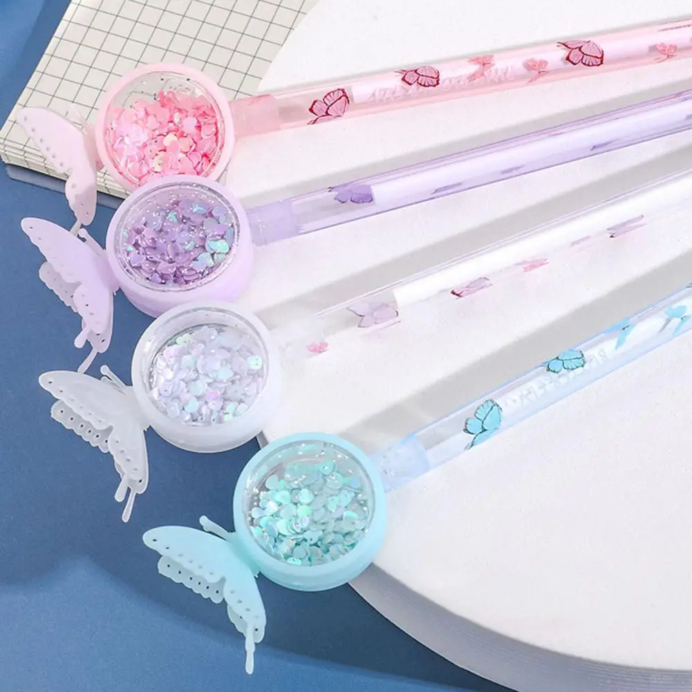 

Portable 2Pcs Durable Bright Color Rollerball Pen Practical Signature Pen Glitter for Classroom