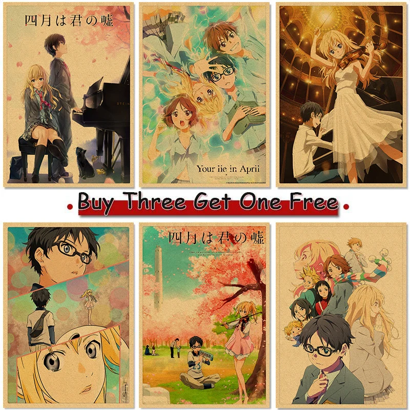 Японские постеры Your Lie в апреле, декоративные аниме постеры для домашней комнаты, наклейки на стену, Pictur, крафт-бумага, ретро и принты, бар 4K HD
Японские постеры Your Lie в апреле, декоративные аниме постеры для домашней комнаты, наклейки на стену, Pictur, крафт-бумага, ретро и принты, бар 4K HD