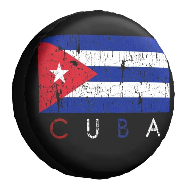 

Flag Of Cuba Spare Tire Cover Bag Pouch for Jeep Pajero Cuban Patriotic Dust-Proof Car Wheel Covers