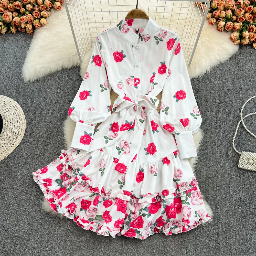 2022 Europe Style Spring Autumn Elegant Women Turn Down Collar Long Sleeve Floral Print Ruffles Dress Female Dresses Vestidos
2022 Europe Style Spring Autumn Elegant Women Turn Down Collar Long Sleeve Floral Print Ruffles Dress Female Dresses Vestidos